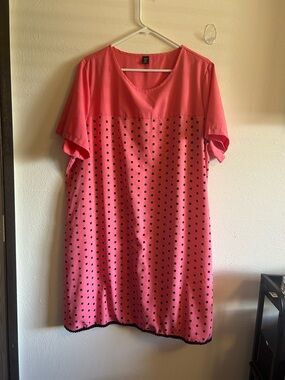 SHEIN Coral Pink Polka Dot Asymmetrical Hem Dress
